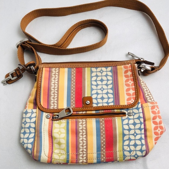 Fossil multicolor leather and canvas crossbody bag - Picture 1 of 15